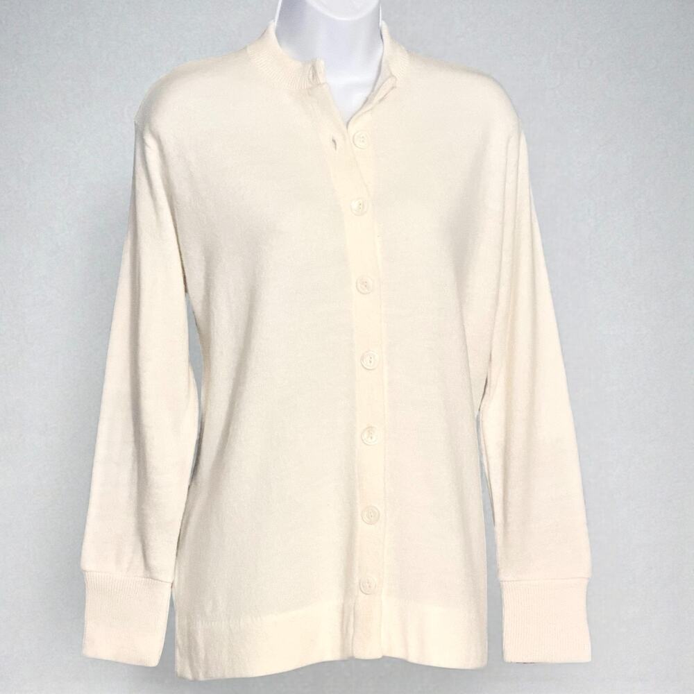 Vintage 1950s M.H. Fine Co. Orlon Cardigan Sweater Cream Button Front Women's L